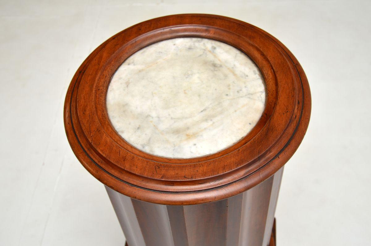 Antique Victorian Marble Top Cylinder Pedestal Cabinet For Sale 1