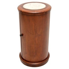 Antique Victorian Marble Top Cylinder Pedestal Cabinet