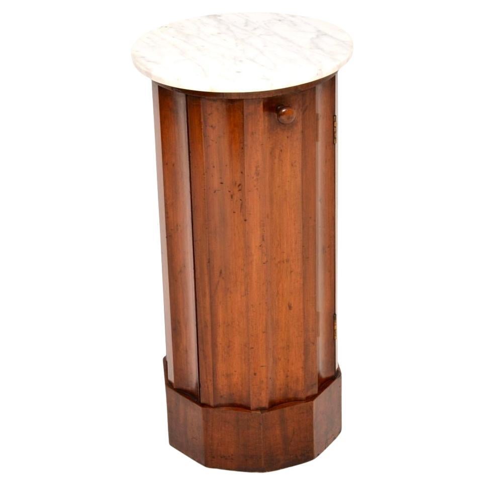Antique Victorian Marble Top Cylinder Pedestal Cabinet