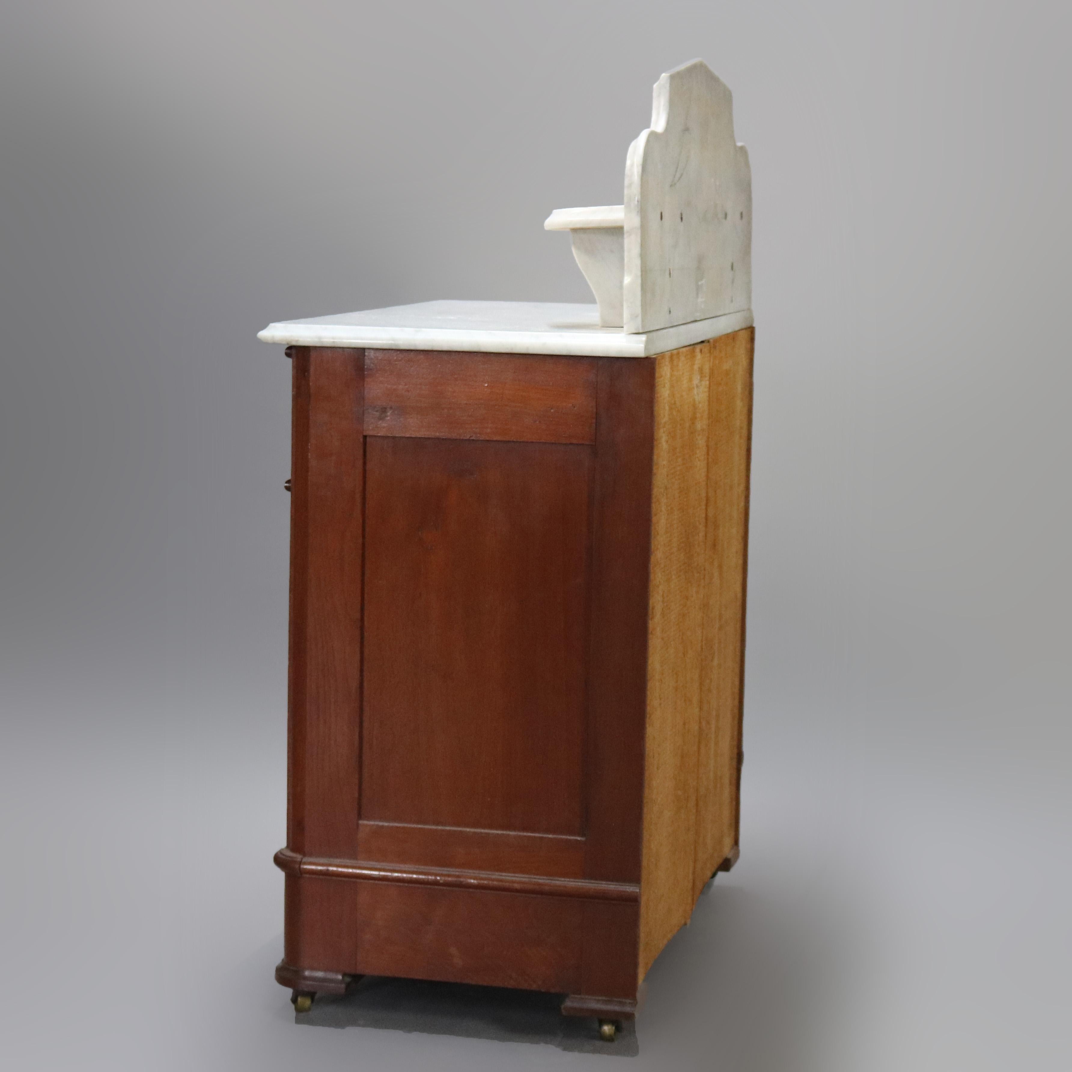Antique Victorian Marble-Top Walnut Commode Washstand, circa 1890 4