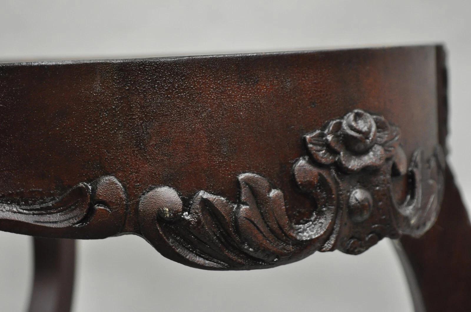Antique Victorian Marble Turtle Top Mahogany Wood Parlor Center Table For Sale 6