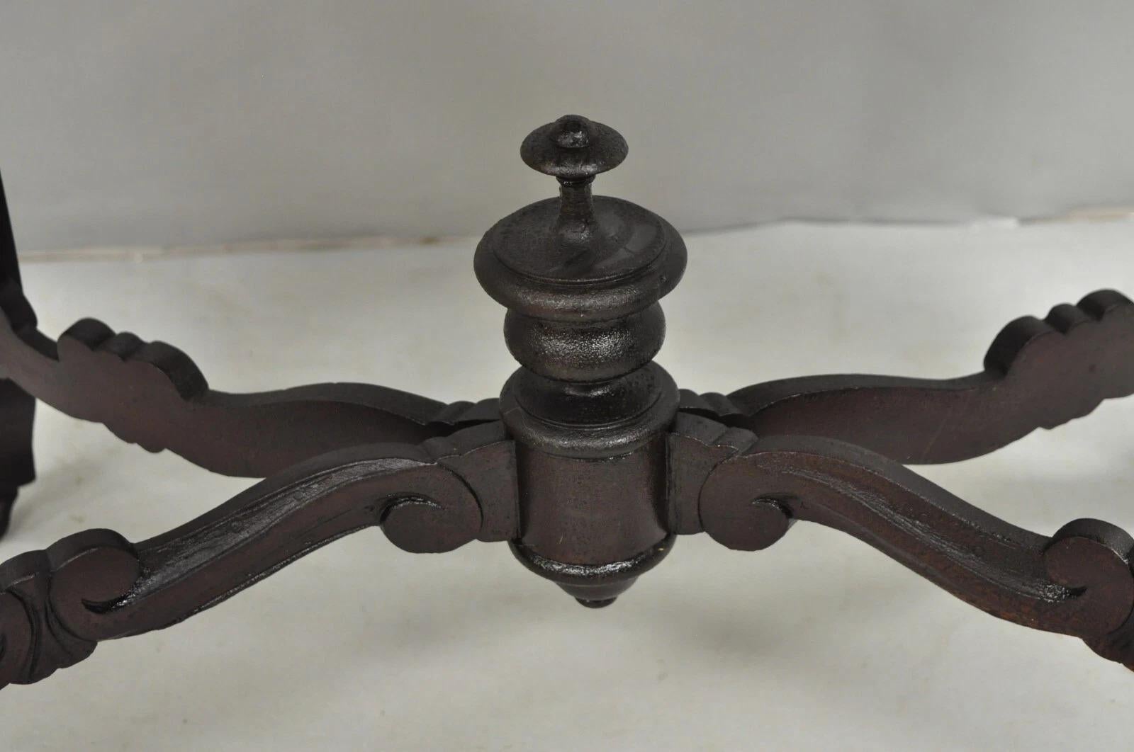 19th Century Antique Victorian Marble Turtle Top Mahogany Wood Parlor Center Table For Sale