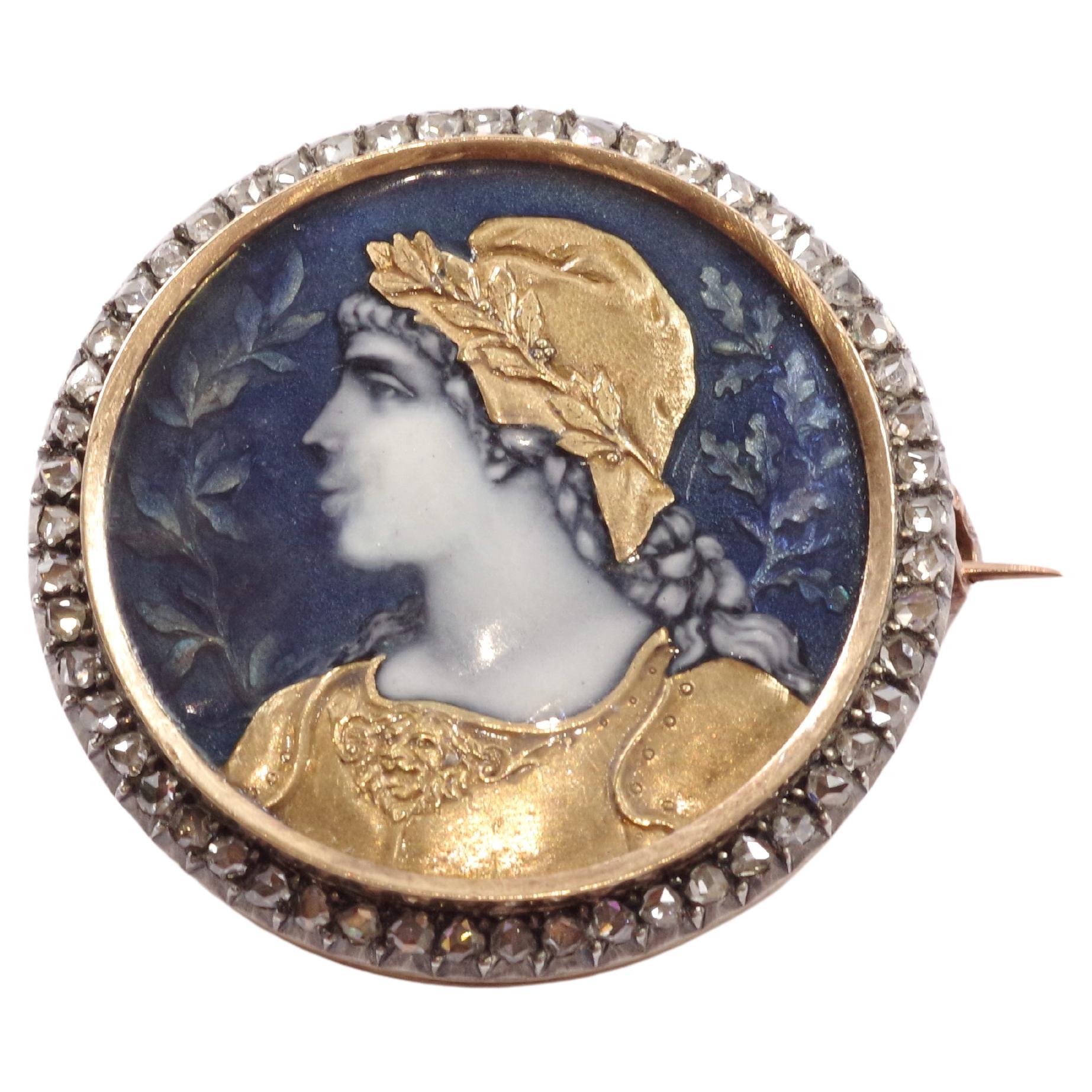 Antique Silver on Gold and Diamond Ivy Brooch For Sale at 1stDibs