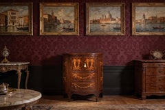 Antique Victorian Marquetry Demi Lune Cabinet 19th Century