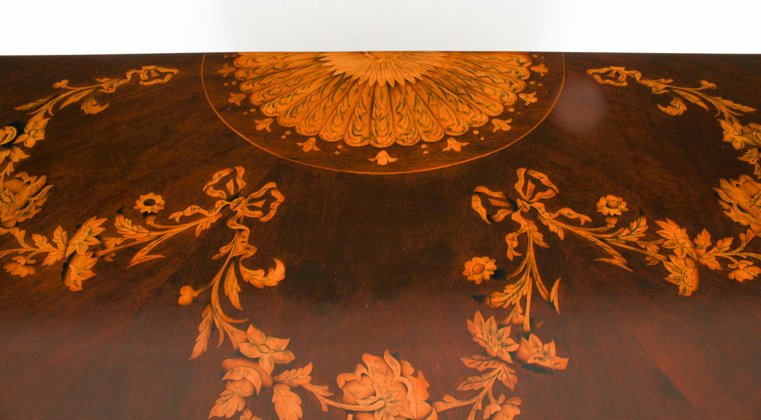 Marqueterie Antico mobile Demi Lune vittoriano intarsiato del XIX secolo in vendita