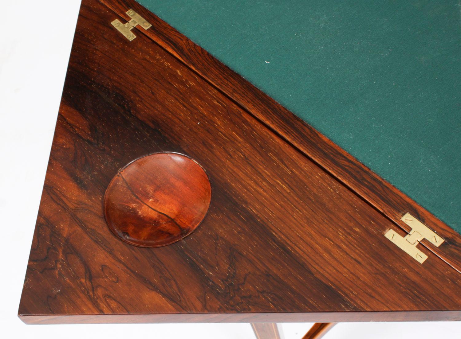 Antique Victorian Marquetry Envelope Card Table 19th Century For Sale 2