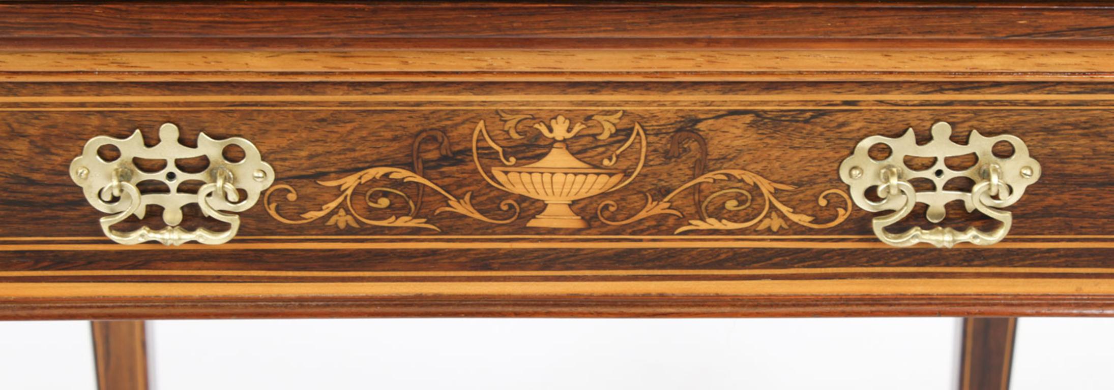 Antiker viktorianischer Kartentisch mit Intarsien aus dem 19. Jahrhundert im Angebot 5