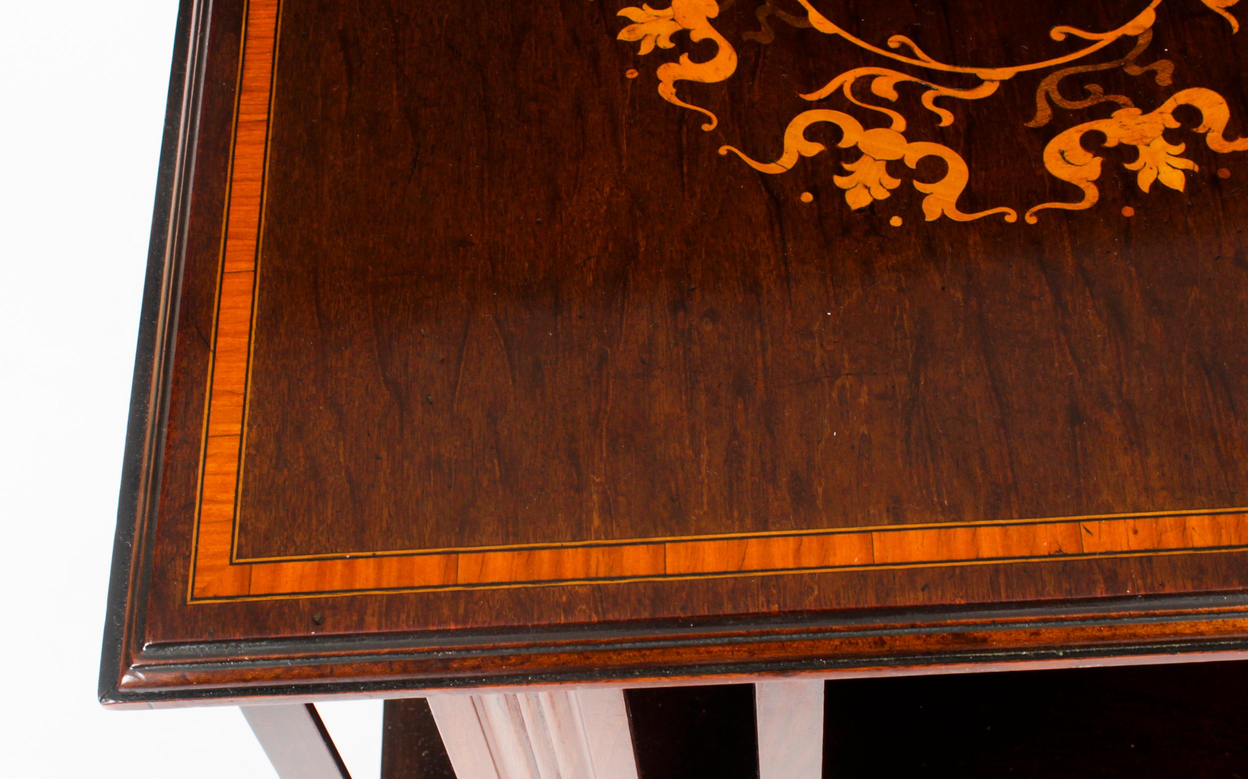 Mahogany Antique Victorian Marquetry Inlaid Revolving Bookcase 19th C