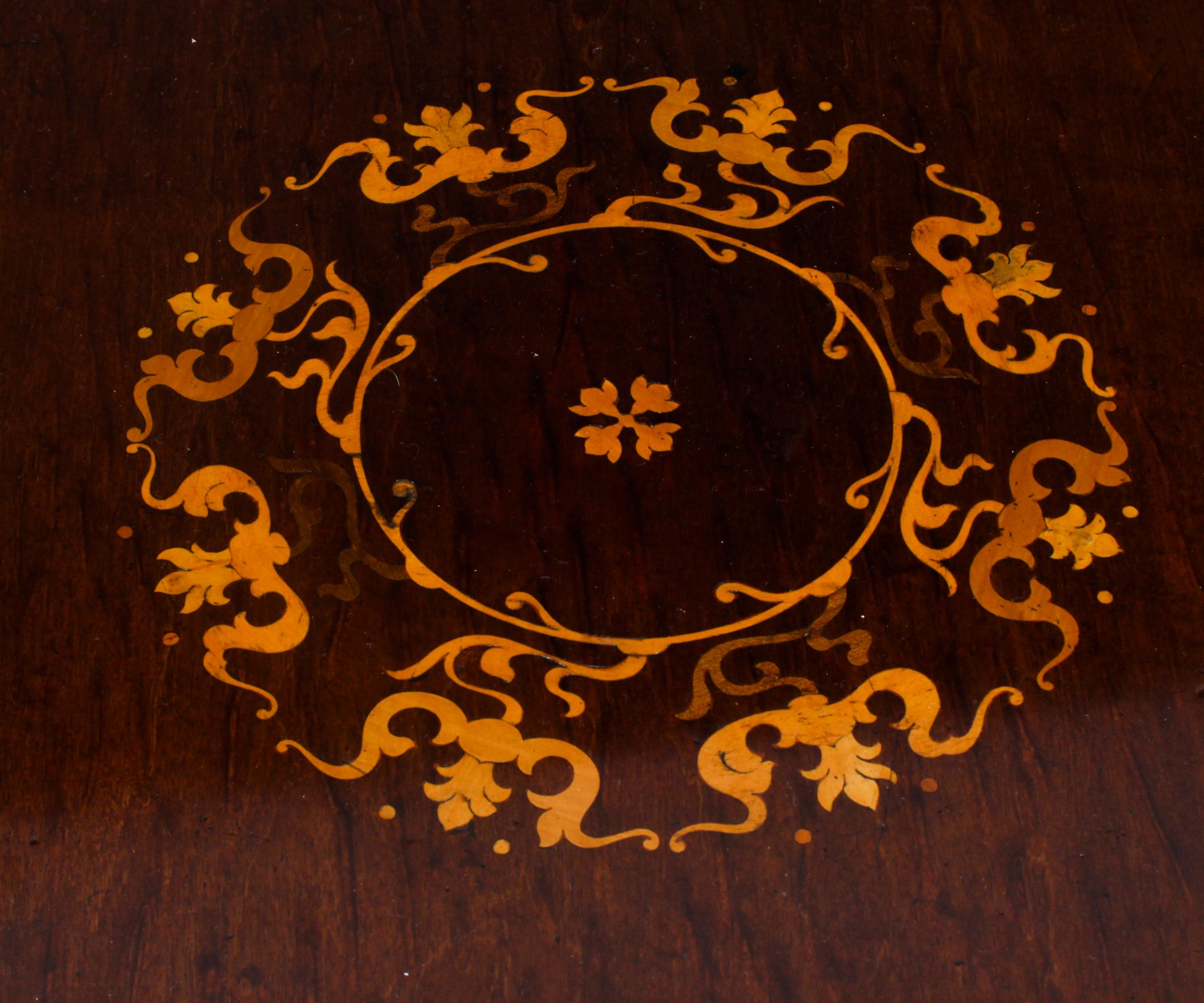 Antique Victorian Marquetry Inlaid Revolving Bookcase 19th C 1