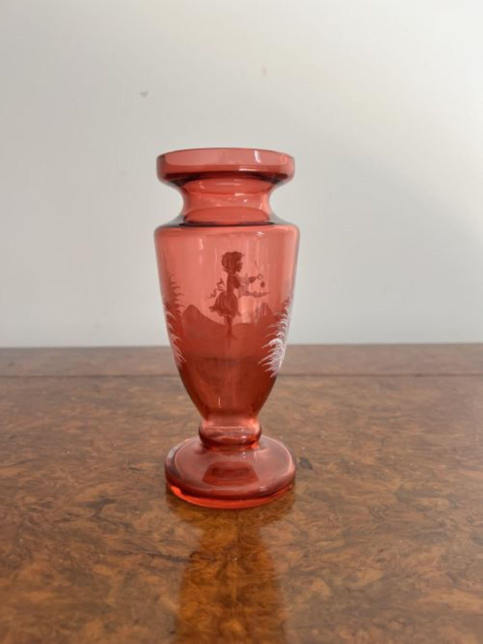 Petit vase victorien ancien Mary Gregory  Bon état - En vente à Ipswich, GB