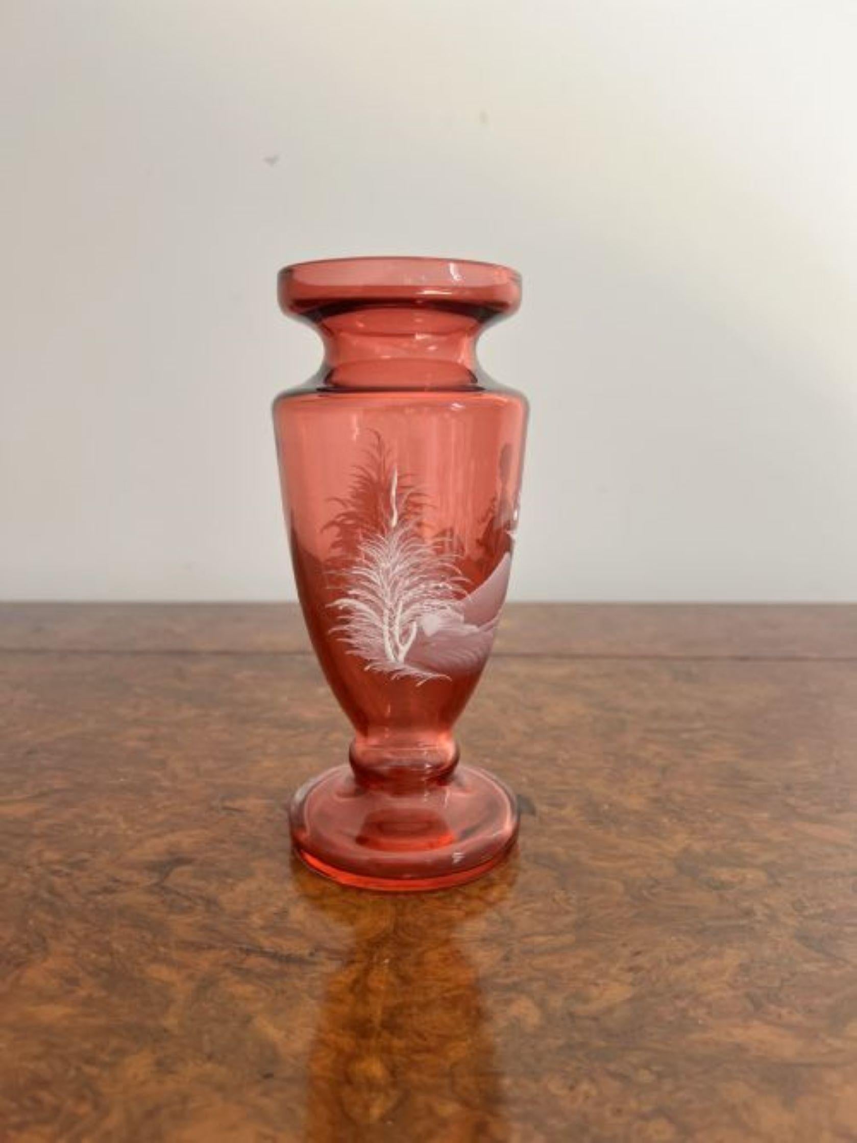 Glass Antique Victorian Mary Gregory small vase  For Sale