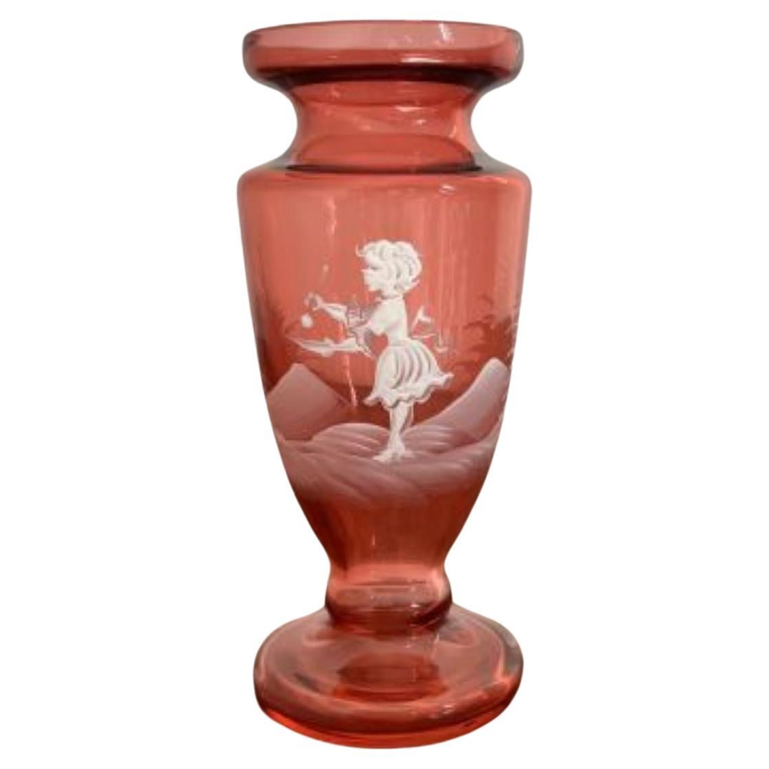 Antike viktorianische kleine Mary Gregory-Vase  im Angebot
