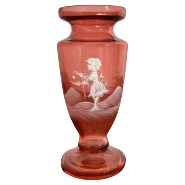 Antique Victorian Mary Gregory small vase For Sale at 1stDibs