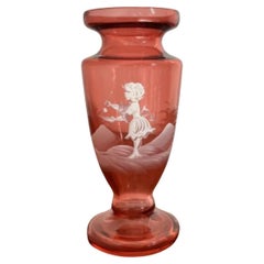Antike viktorianische kleine Mary Gregory-Vase 