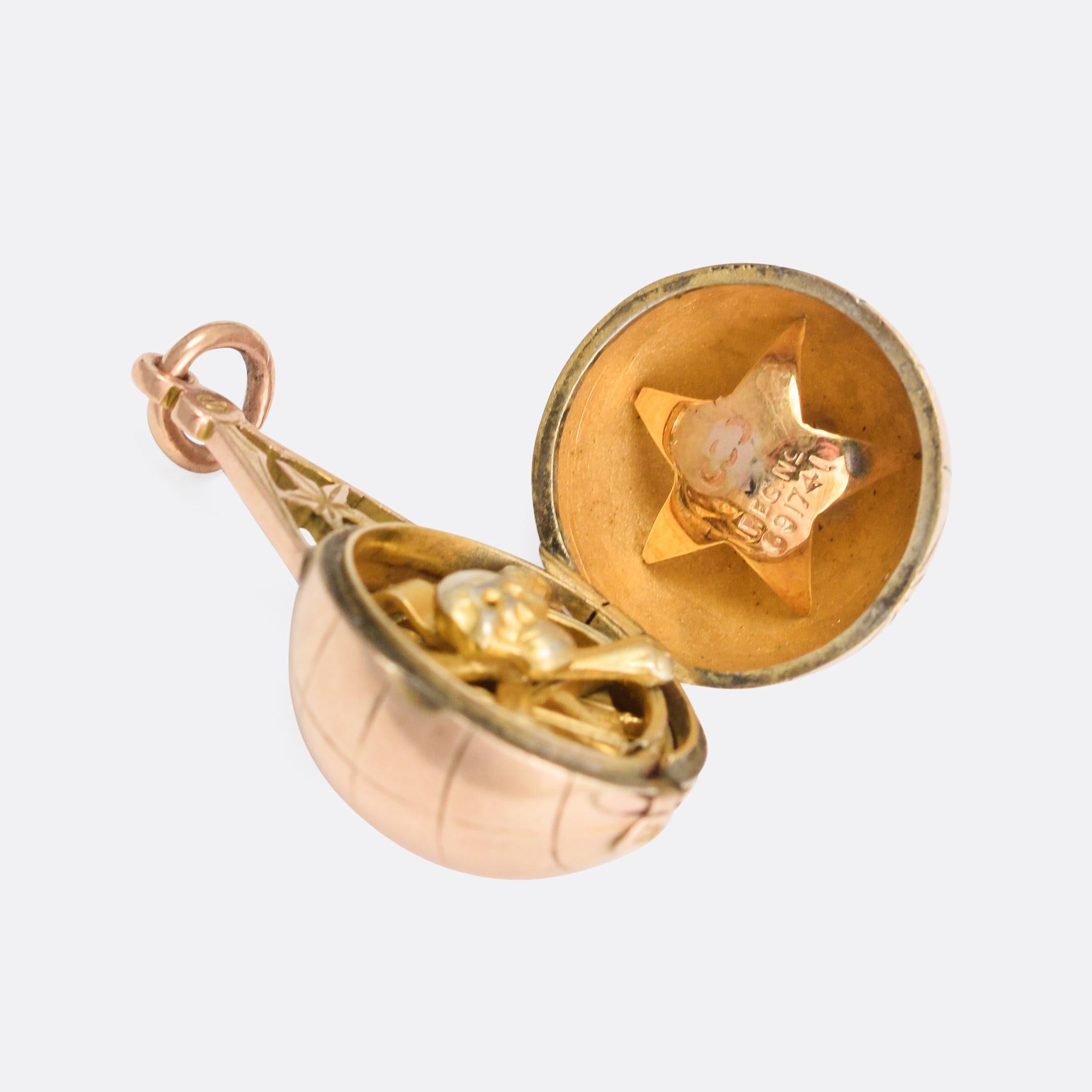 Late Victorian Antique Victorian Masonic Globe Locket Pendant