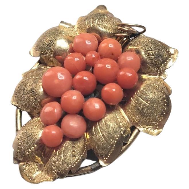 Antique Neapolitan Carved Coral Hand Brooch at 1stDibs