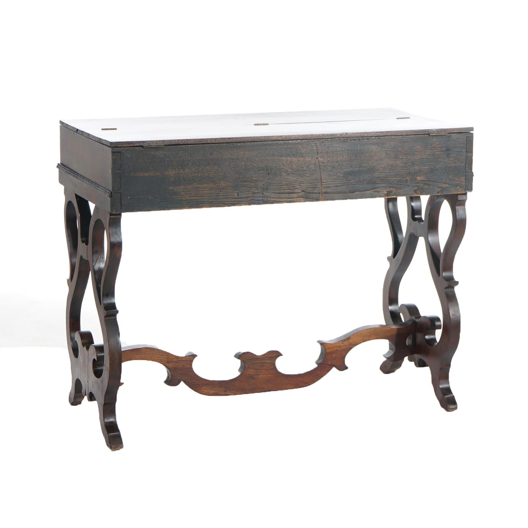 Antike viktorianische Melodeon Palisander-Schreibtisch mit Scroll Form Beine C1860 im Angebot 5