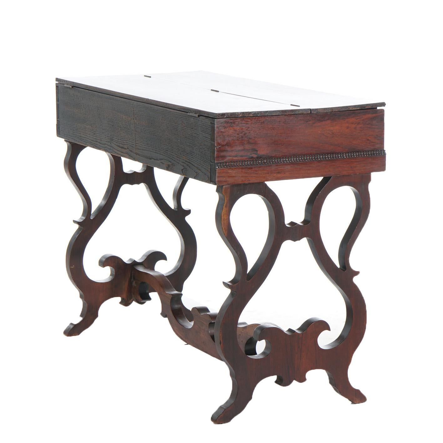 Antike viktorianische Melodeon Palisander-Schreibtisch mit Scroll Form Beine C1860 im Angebot 6