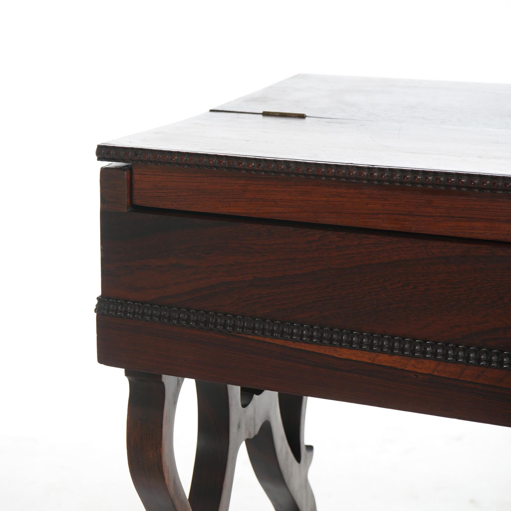 Antike viktorianische Melodeon Palisander-Schreibtisch mit Scroll Form Beine C1860 (19. Jahrhundert) im Angebot