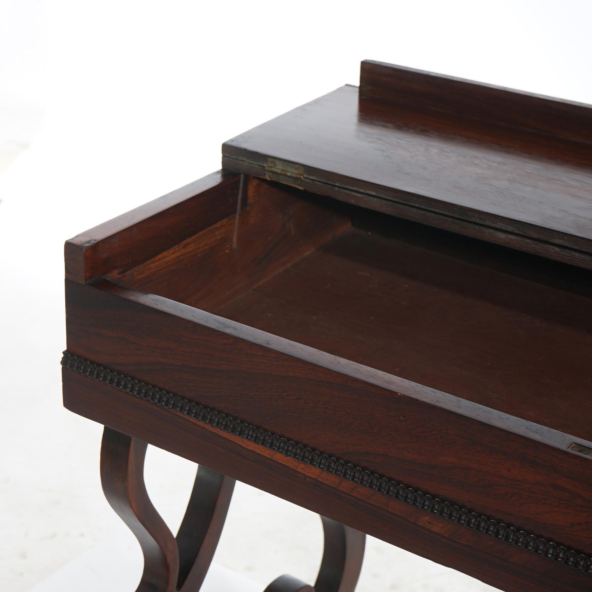 Antike viktorianische Melodeon Palisander-Schreibtisch mit Scroll Form Beine C1860 (Rosenholz) im Angebot