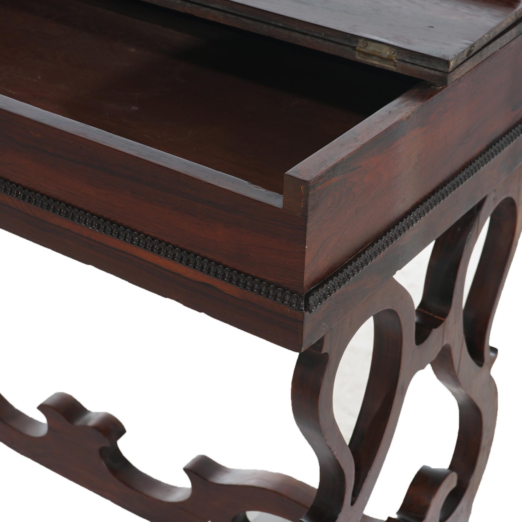 Antike viktorianische Melodeon Palisander-Schreibtisch mit Scroll Form Beine C1860 im Angebot 1