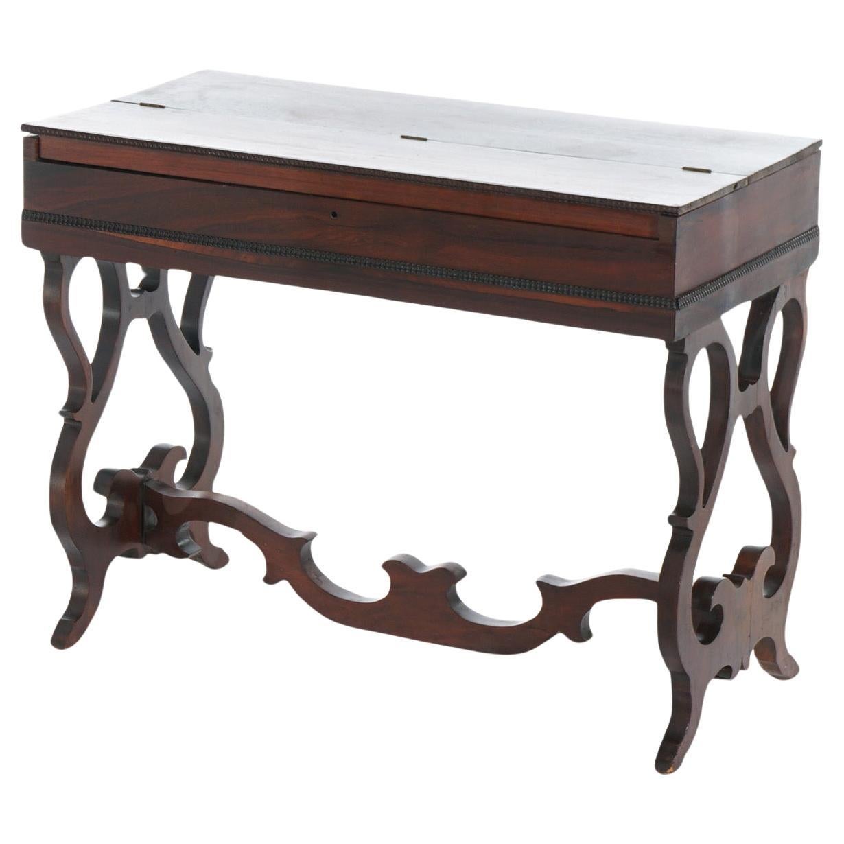 Antike viktorianische Melodeon Palisander-Schreibtisch mit Scroll Form Beine C1860 im Angebot