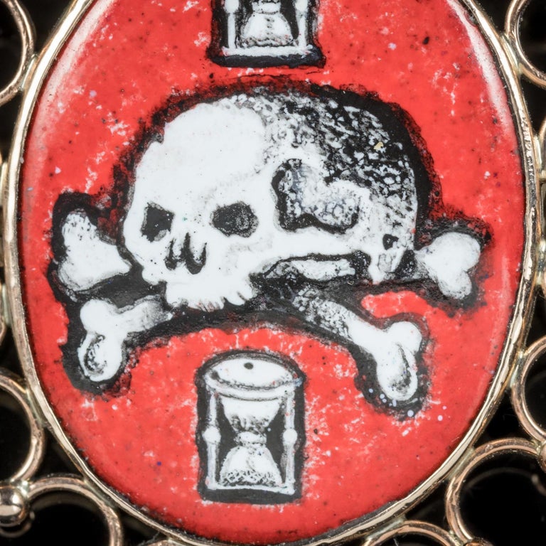 Antique Victorian Memento Mori Skull Pendant 9 Carat Gold Brooch, circa ...