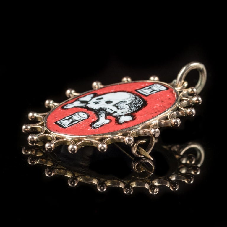 Antique Victorian Memento Mori Skull Pendant 9 Carat Gold Brooch, circa ...