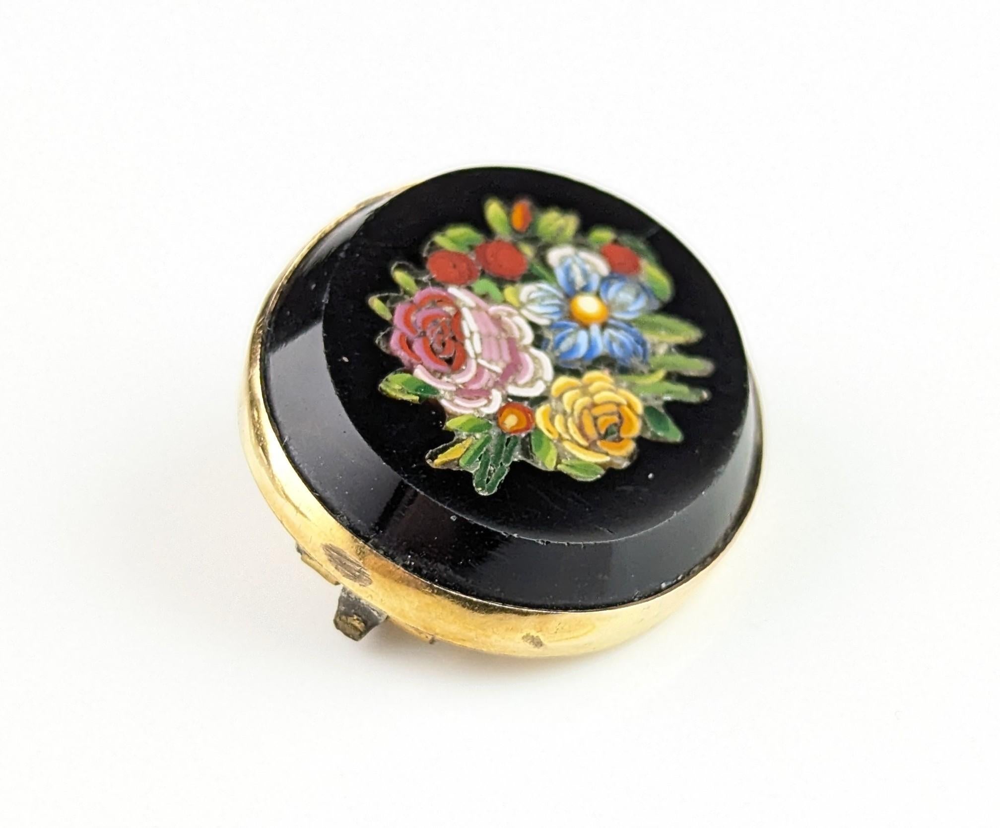 Antique Victorian Micro Mosaic floral brooch, 9k gold 7