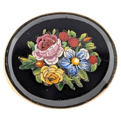 Antique Victorian Micro Mosaic floral brooch, 9k gold