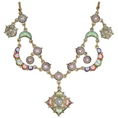 Antique Victorian Micro Mosaic Necklace, circa 1880