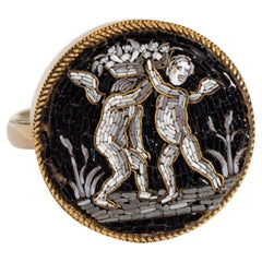 Antique Victorian Micro Mosaic Ring Cherubs 14k Yellow Gold Sz 9 Fine Jewelry Antique Victorian Micro Mosaic Ring Cherubs 14k Yellow Gold Sz 9 Fine Jewelry