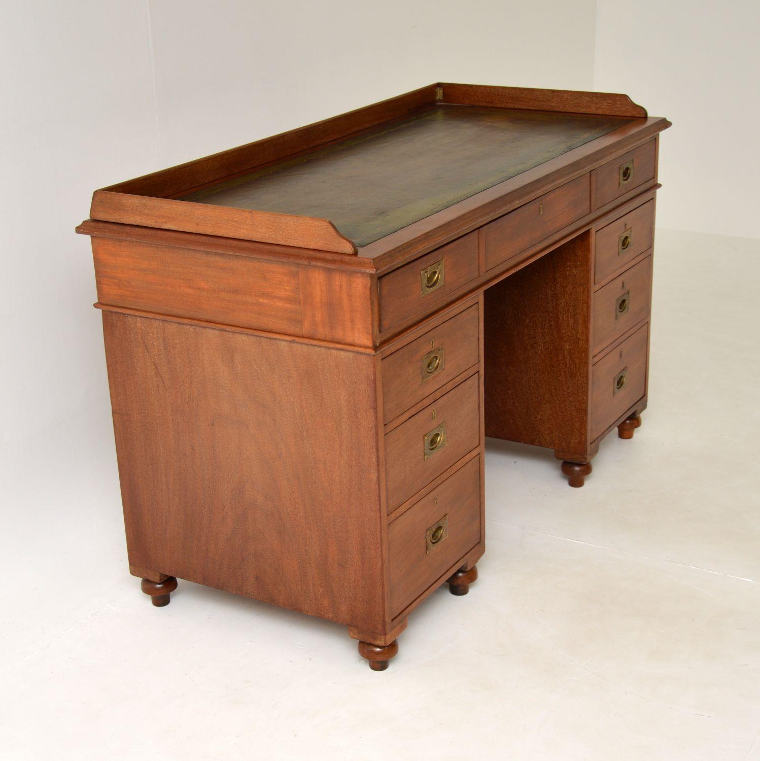 English Antique Victorian Military Campaign Desk