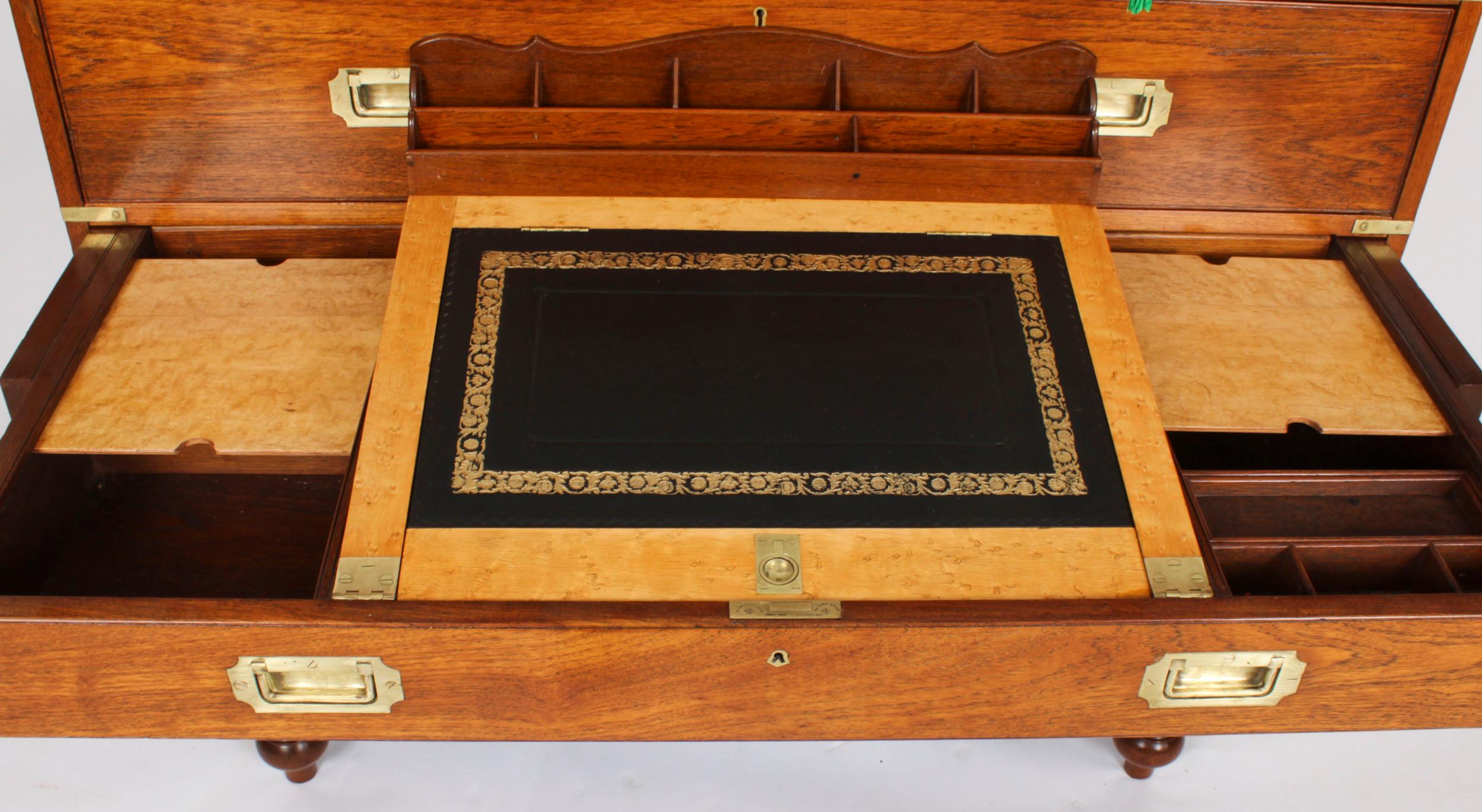 Antique Victorian Military Teak Secretaire Chest of Drawers C1840 19th C For Sale 8