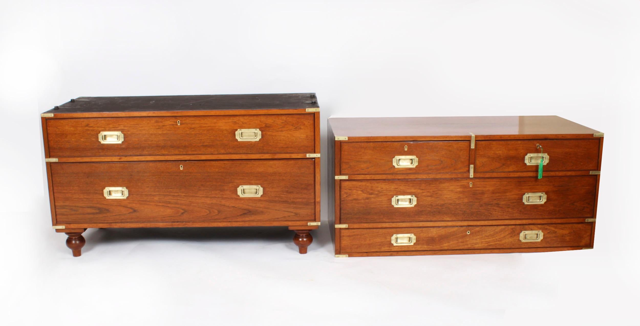 Antique Victorian Military Teak Secretaire Chest of Drawers C1840 19th C For Sale 11