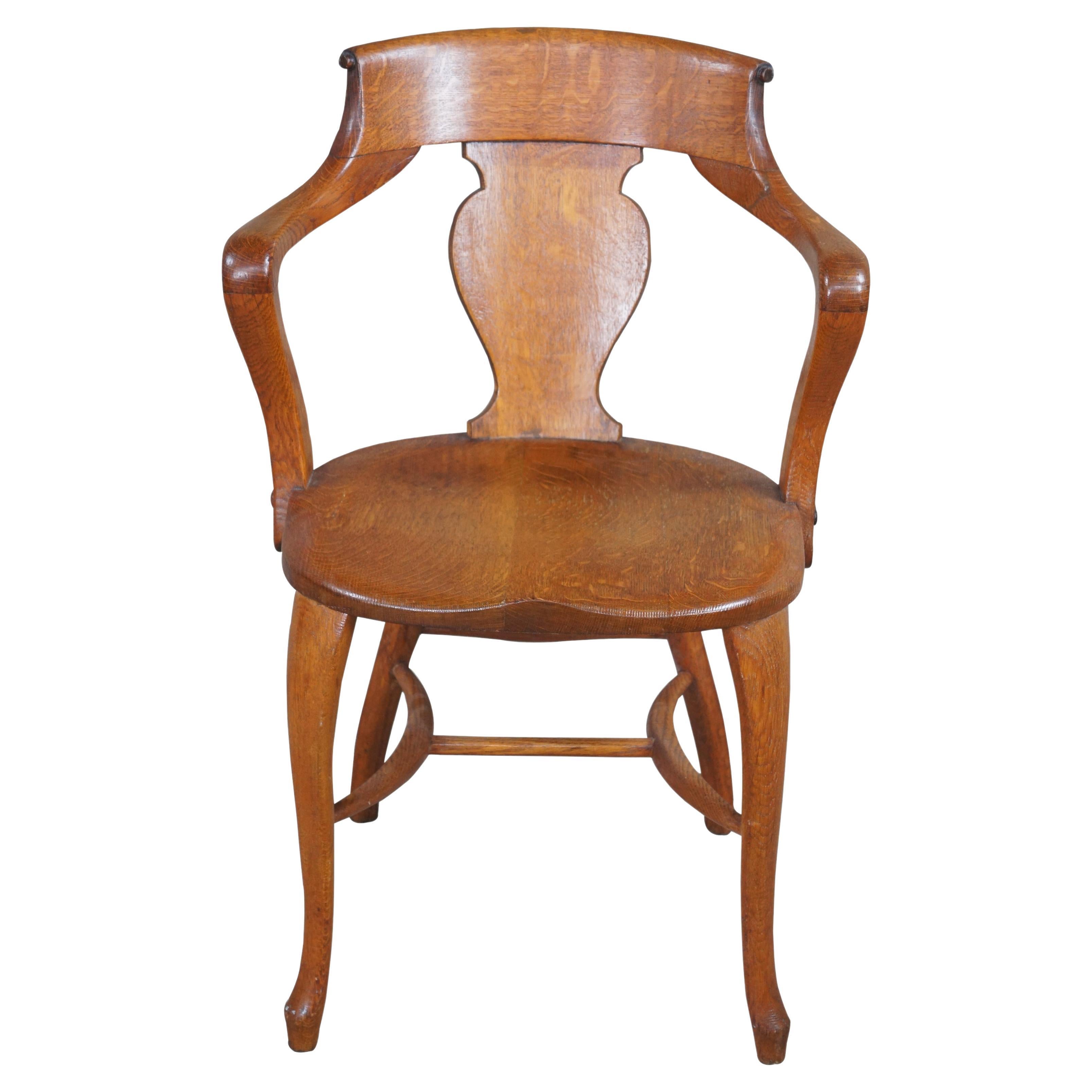Antique Victorian Milwaukee Chair Quartersawn Oak Mission Desk Office