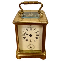 Antique Victorian Miniature Brass Carriage Clock With Alarm