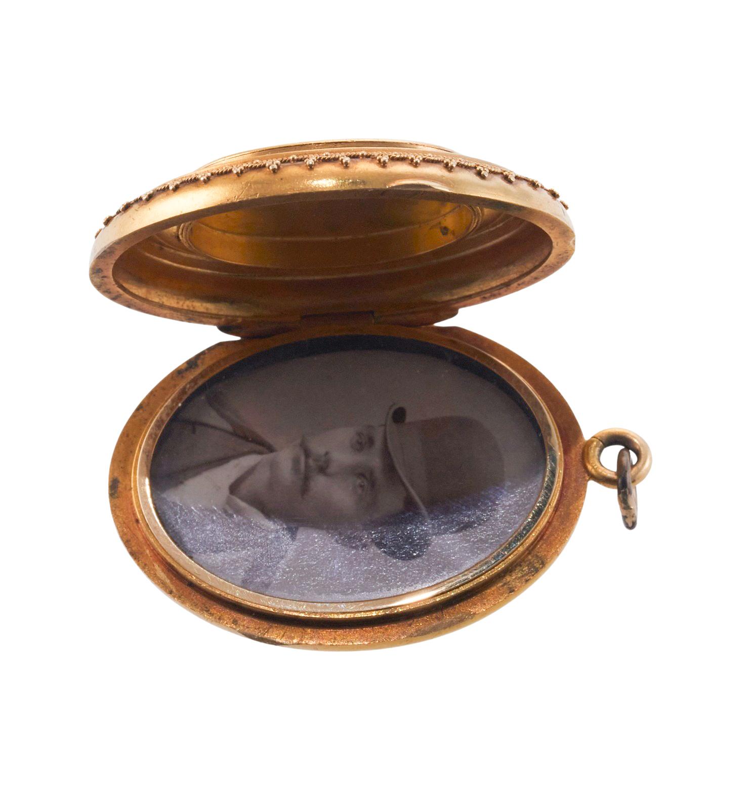 Antique Victorian Miniature Hand Painting Locket Pendant For Sale 1