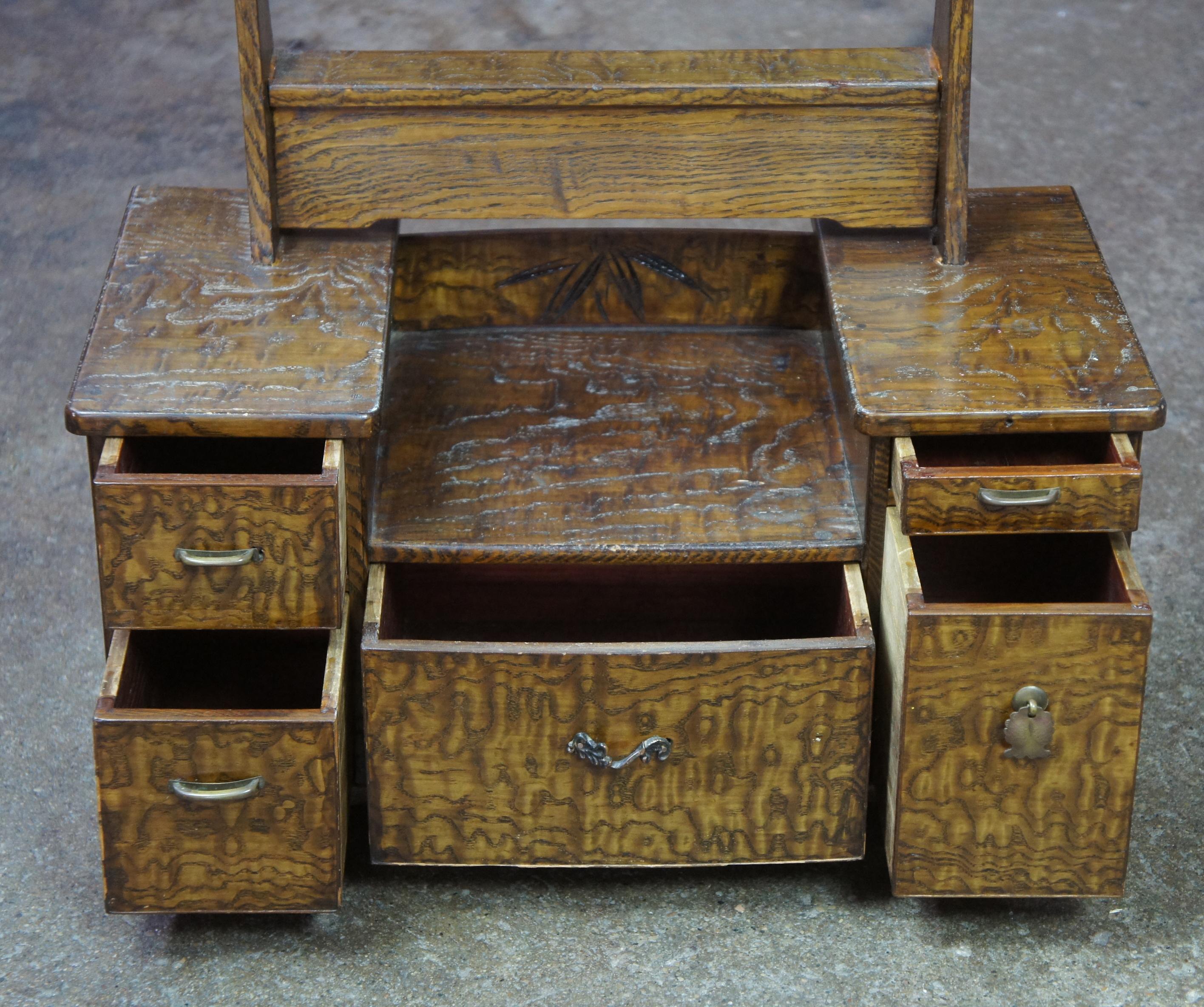 19th Century Antique Japanese Meiji Geisha Tansu Kyodai Vanity With Mirror Dressing Table 45