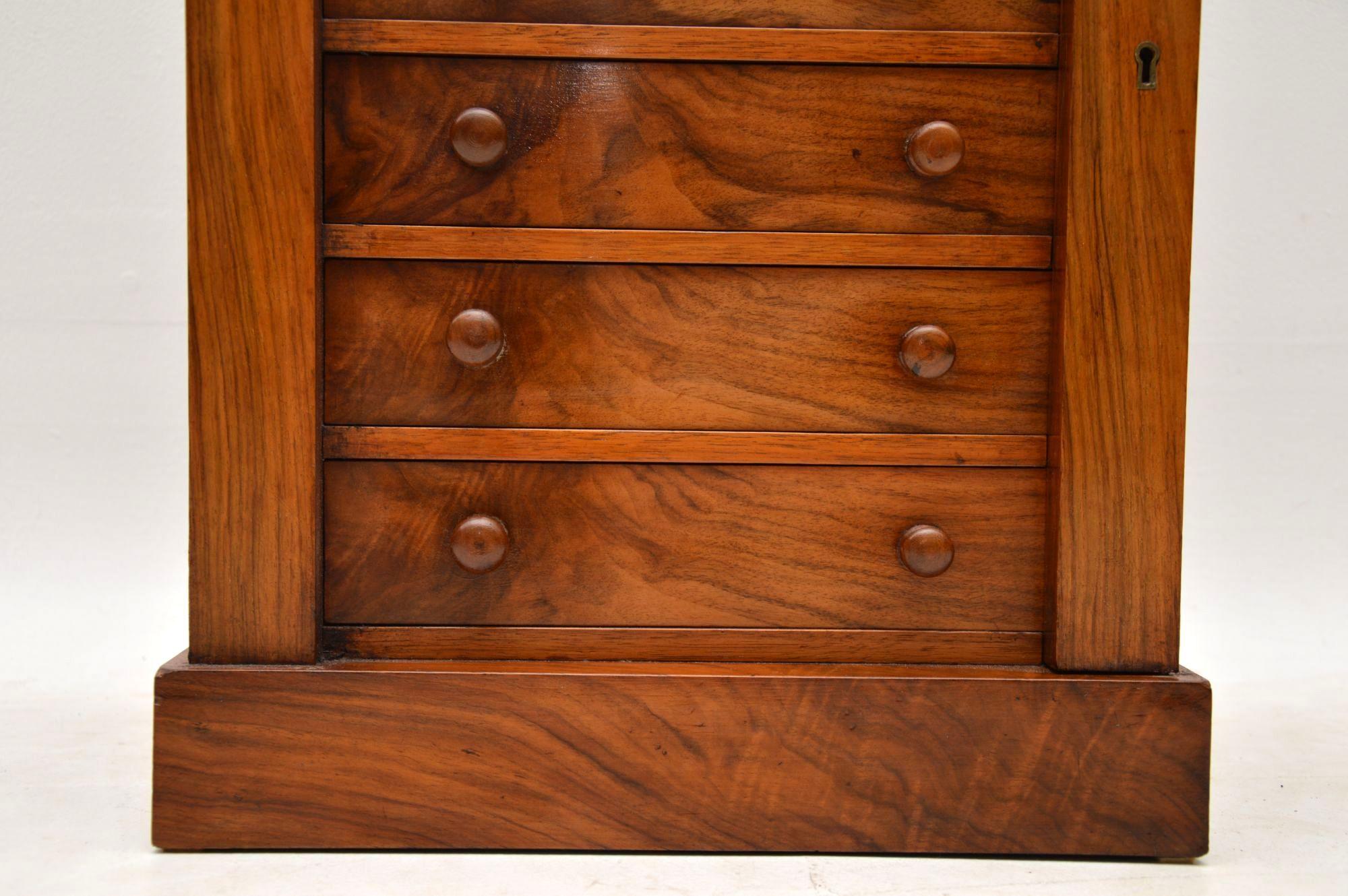 Antique Victorian Miniature Walnut Wellington Chest of Drawers 4