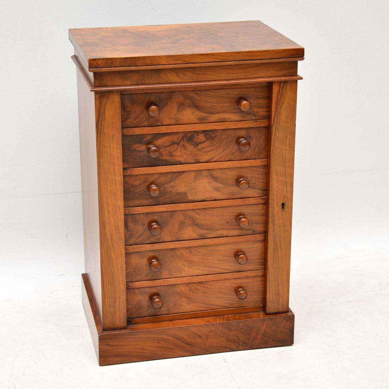 Antique Victorian Miniature Walnut Wellington Chest of Drawers 5