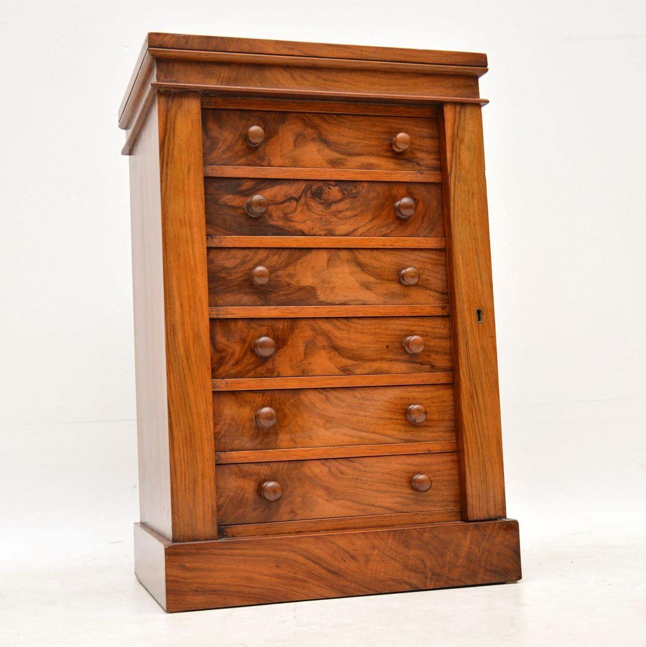 Antique Victorian Miniature Walnut Wellington Chest of Drawers 6