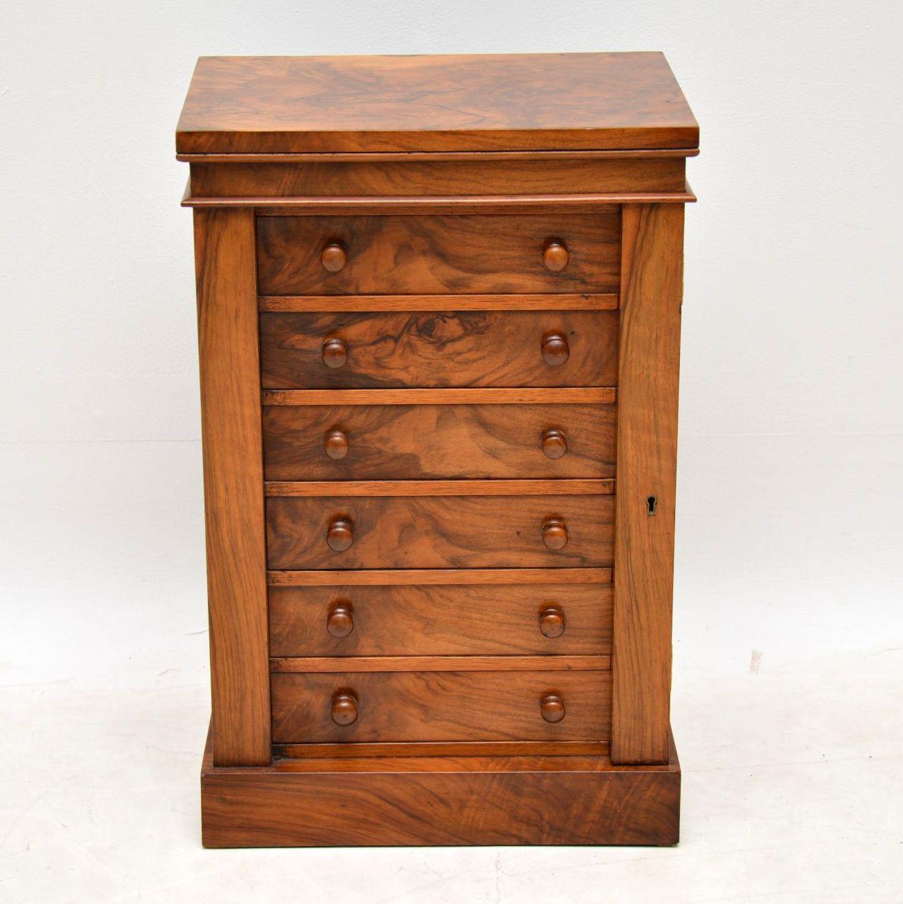 Antique Victorian Miniature Walnut Wellington Chest of Drawers 7
