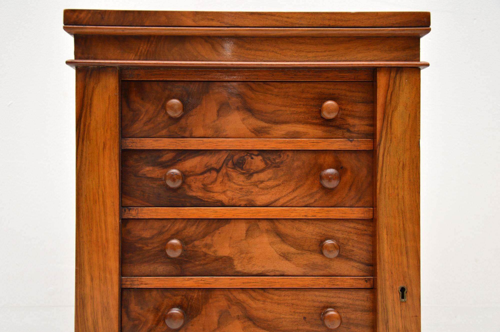 Antique Victorian Miniature Walnut Wellington Chest of Drawers 9