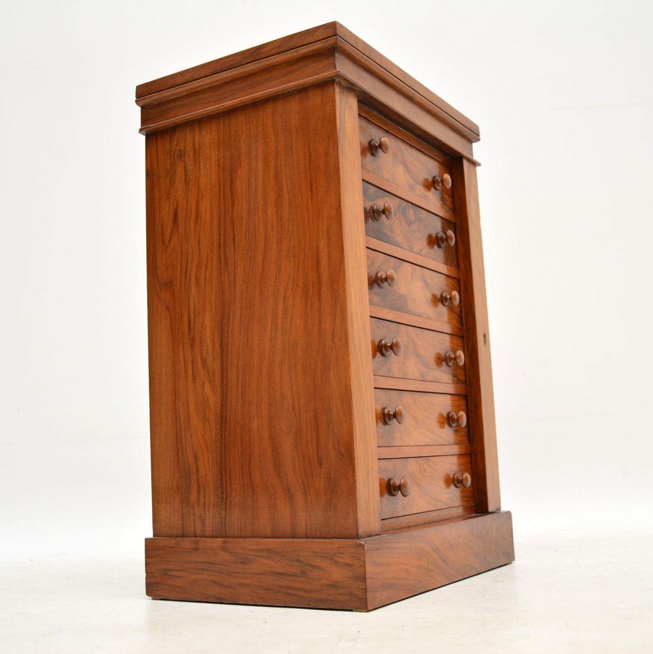 Antique Victorian Miniature Walnut Wellington Chest of Drawers 10