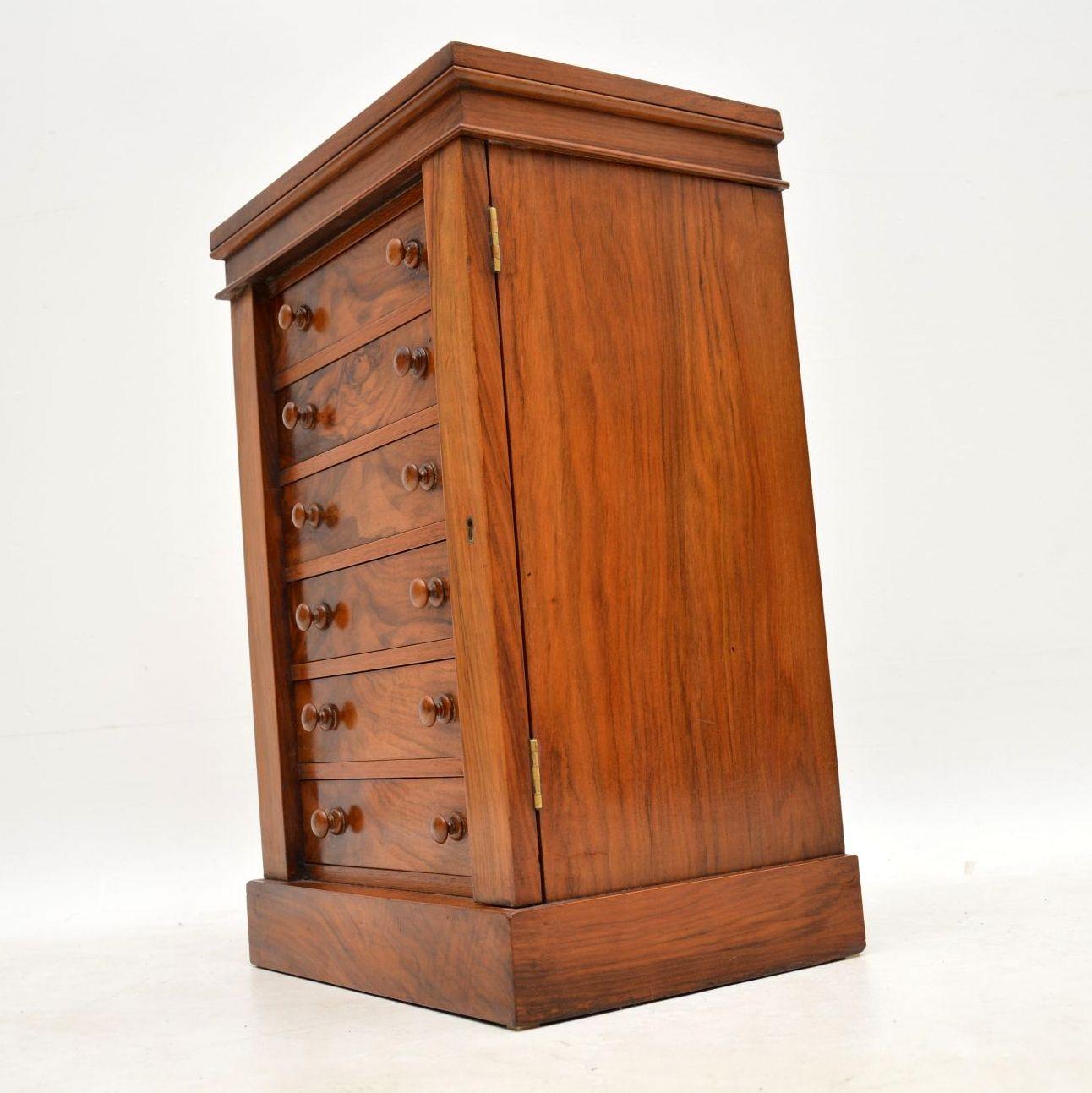 Antique Victorian Miniature Walnut Wellington Chest of Drawers 2
