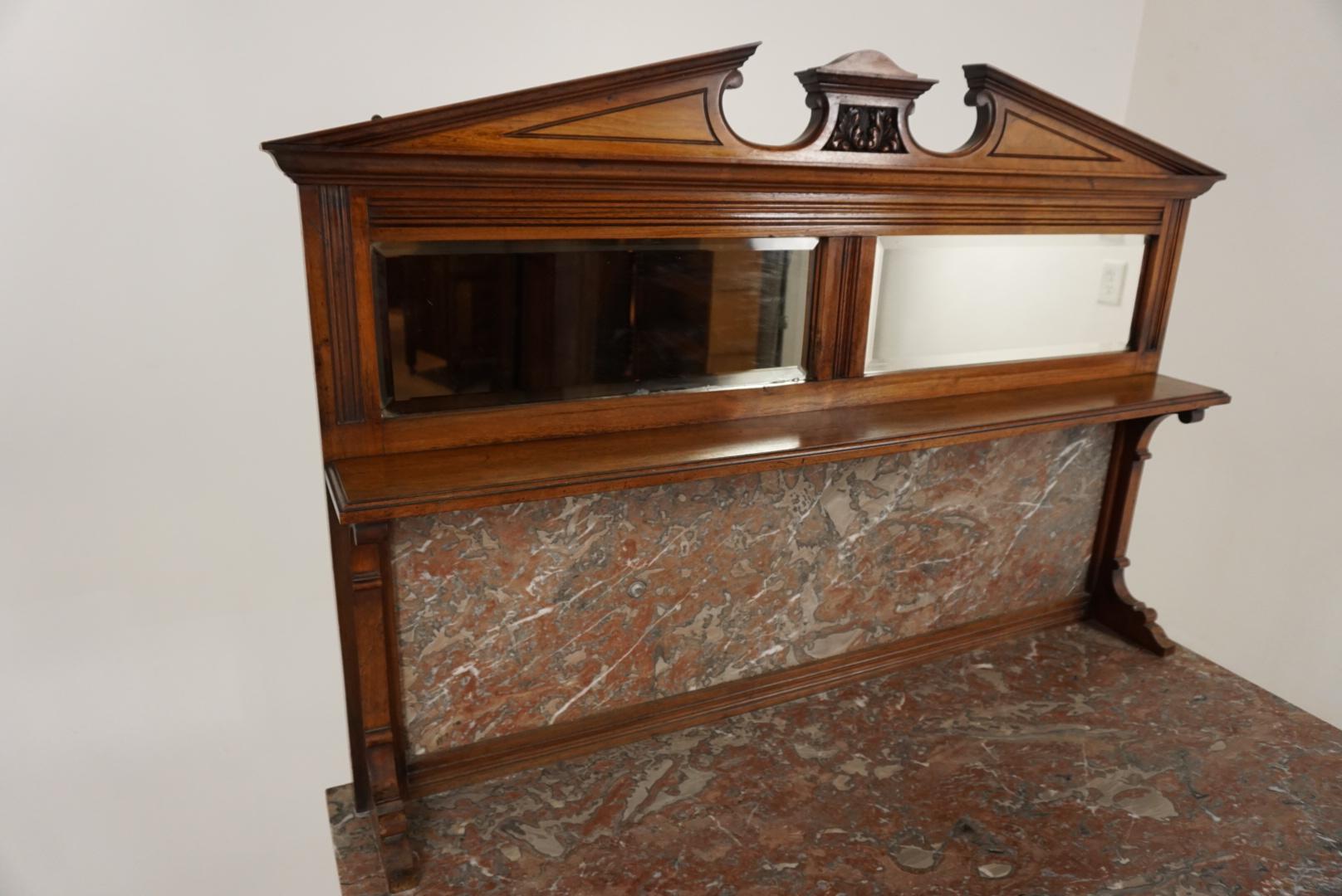 Antique Victorian Mirror Back Marble-Top Washstand, Walnut, Scotland 1890, B1874 In Good Condition In Vancouver, BC