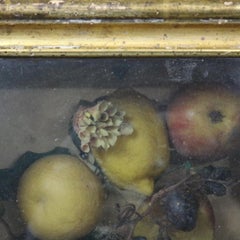 Antique Victorian Mixed Fruit Wax Diorama Displayed in Giltwood Shadow Box