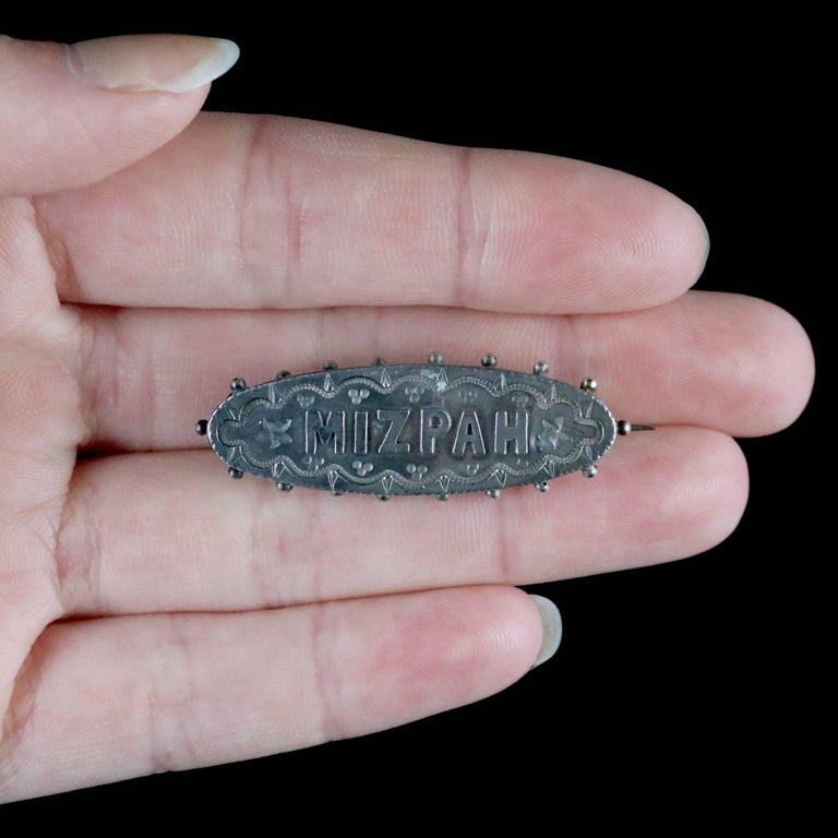 Antique Victorian Mizpah Brooch Sterling Silver Dated Chester, 1892 at