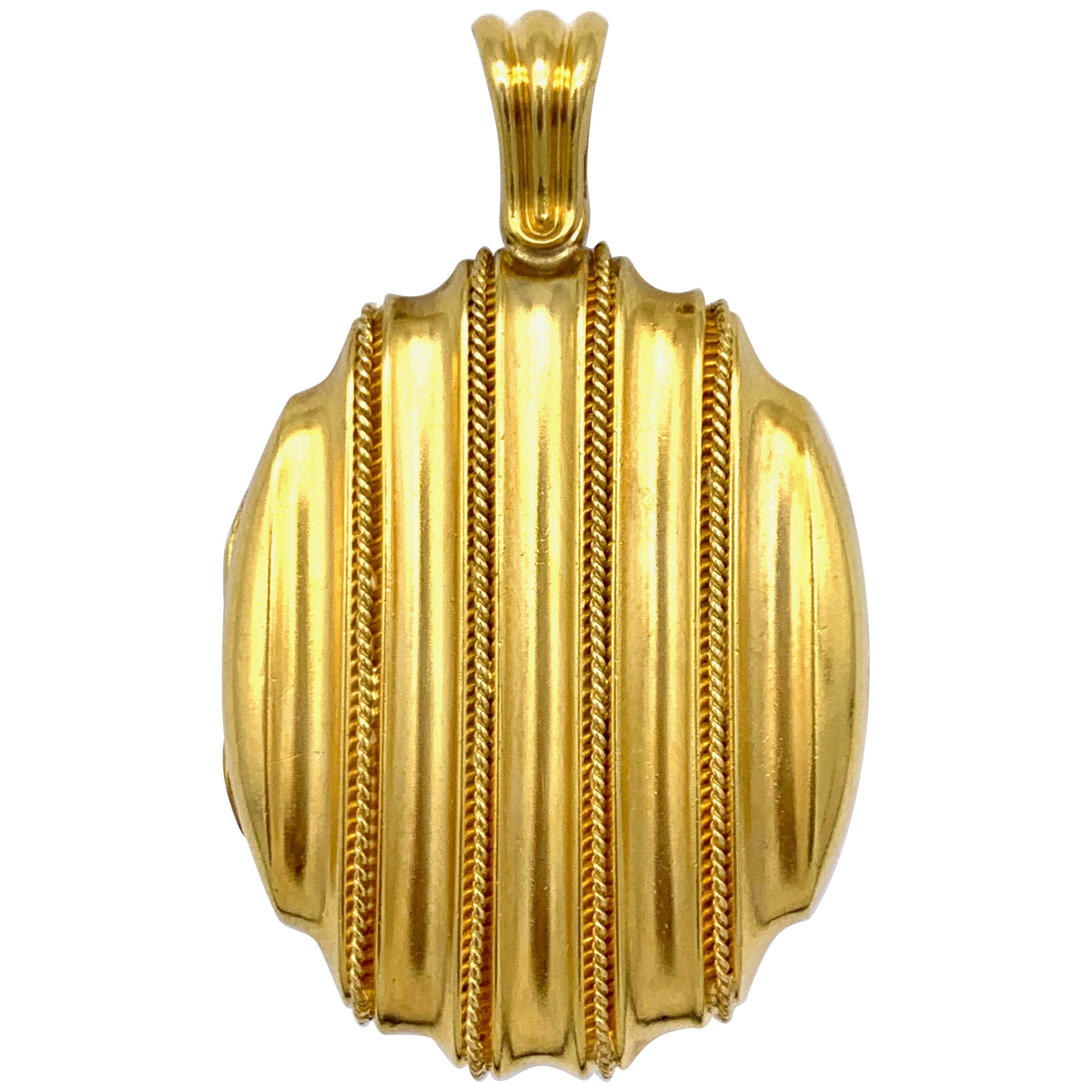 Antique Victorian Modernist Gold Locket Pendant
